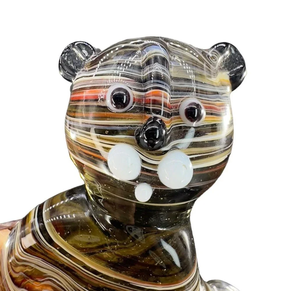 Venetian Slag Art Glass Small Figurine Bear‎ Animal Dog Delicate Glass Figurine